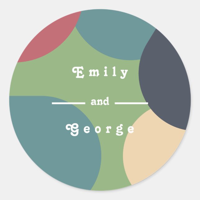 Sticker Rond Super moderne coloré Abstrait chic rétro Mariage (Devant)