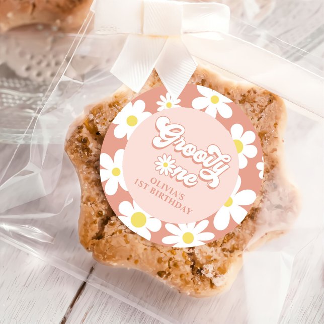 Sticker Rond Super One Boho Retro Daisy 1er anniversaire fête (Créateur téléchargé)