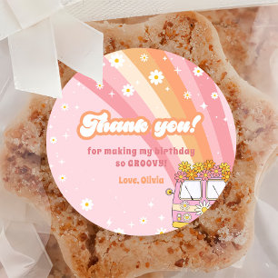 Sticker Rond Super One Retro Rainbow 1er anniversaire