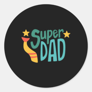 Sticker Rond Super Papa Cravate Vintage