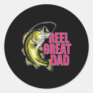 Sticker Rond Super Papa Drôle Amusant Pêche à la ligne Pêcheur