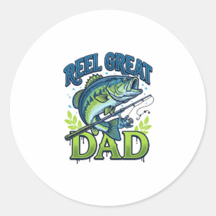 Sticker Rond Super Papa Pêche à la Bass Conception Vectorielle