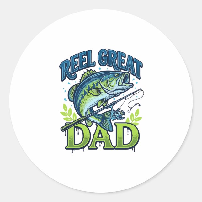 Sticker Rond Super Papa Pêche à la Bass Conception Vectorielle  (Devant)