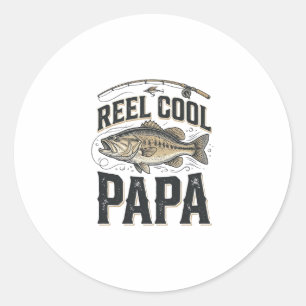 Sticker Rond Super Papa Rétro Design Vector pour la Pêche_1