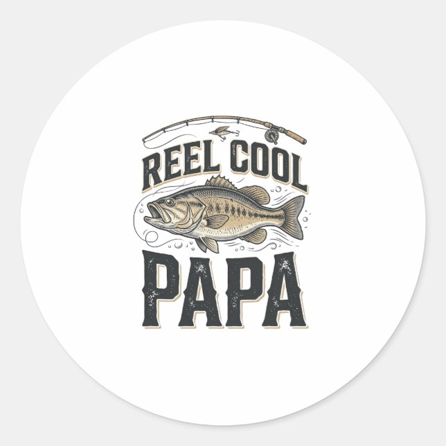 Sticker Rond Super Papa Rétro Design Vector pour la Pêche_1 (Devant)