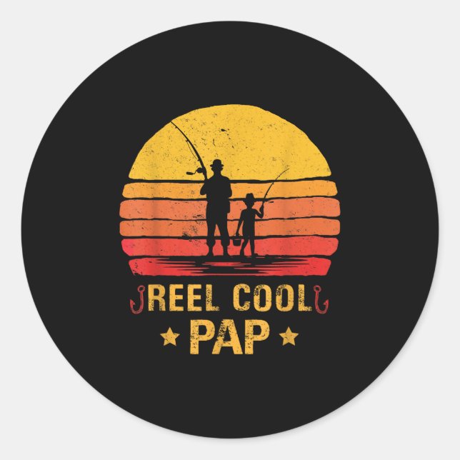 Sticker Rond Super Papy pêche la fête des pères  (Devant)