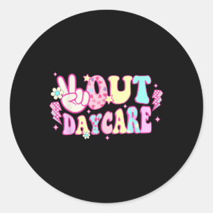 Sticker Rond Super Peace Out Garderie Enseignant Diplôme d'étud