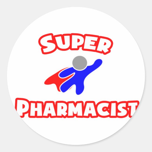 Sticker Rond Super pharmacien (Devant)