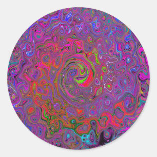 Sticker Rond Super psychédélique Magenta Retro Liquide Swirl
