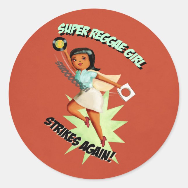 Sticker Rond Super Reggae Girl (Devant)