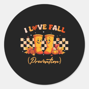 Sticker Rond Super Retro I Love Fall (prévention) Infirmière de