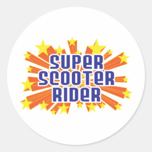 Sticker Rond Super Scooter Rider