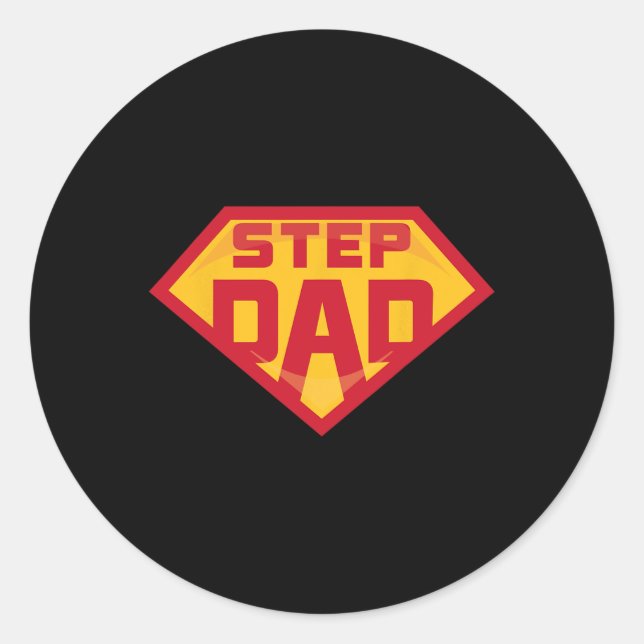 Sticker Rond Super Stepdad Funny Hero Step Papa Pères d'anniver (Devant)