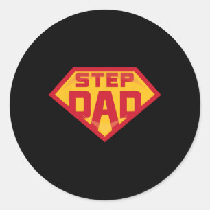 Sticker Rond Super Stepdad Funny Hero Step Papa Pères d'anniver