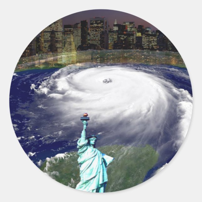 Sticker Rond Super Storm Sandy 2012, Oeil de la tempête_ (Devant)