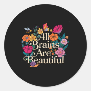 Sticker Rond Super Tous Les Cerveaux Sont Beau Autisme Floral A
