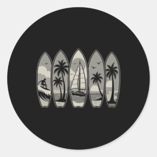 Sticker Rond Super Vintage Rétro Surf Planche de Surf Surfboard