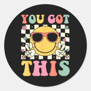 Sticker Rond Super Vous Avez Ce Smile Face Testing Day Enseigna