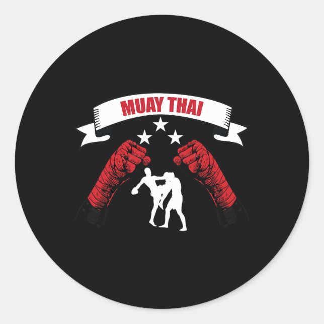 Sticker Rond Superbe conception de combat de Muay Thai Entraîne (Devant)