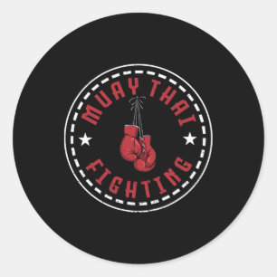 Sticker Rond Superbe conception de combat de Muay Thai Kickboxe