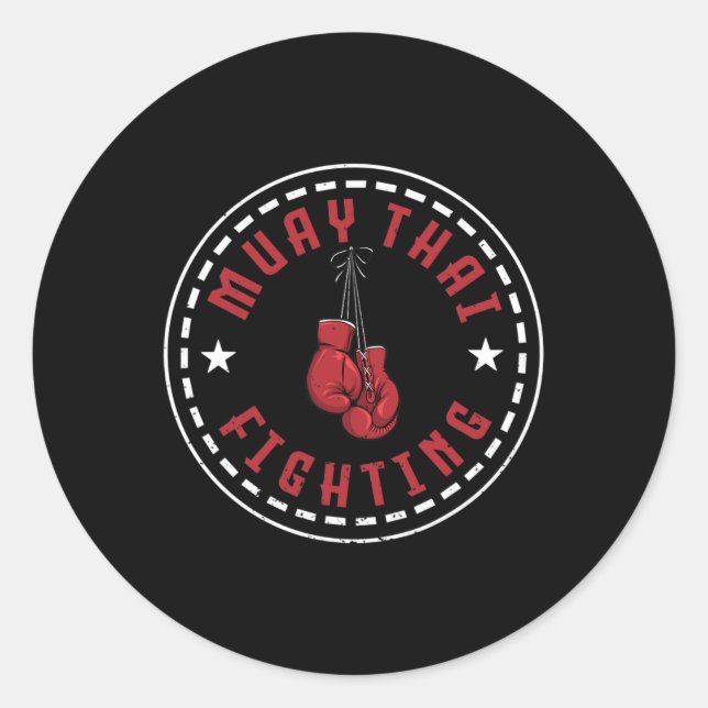Sticker Rond Superbe conception de combat de Muay Thai Kickboxe (Devant)