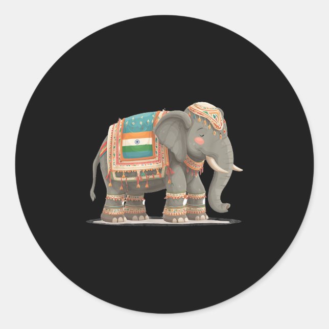 Sticker Rond Superbe Costume Éléphant Pour Garçons Et Filles (Devant)