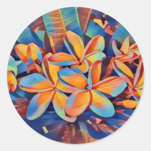 Sticker Rond Superbe frangipanis tropical