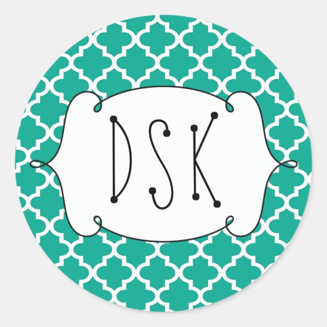 Sticker Rond Superbe fun turquoise simple marocain carrelage mo (Devant)