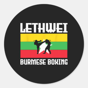 Sticker Rond Superbe tenue de boxe birmane Lethwei Kick Mma Kic
