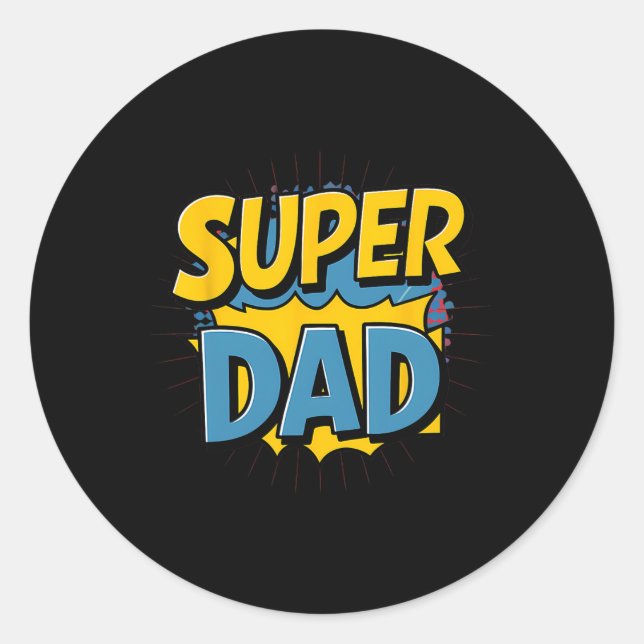 Sticker Rond Superdad Funny Superhero Papa Costume De Design Po (Devant)
