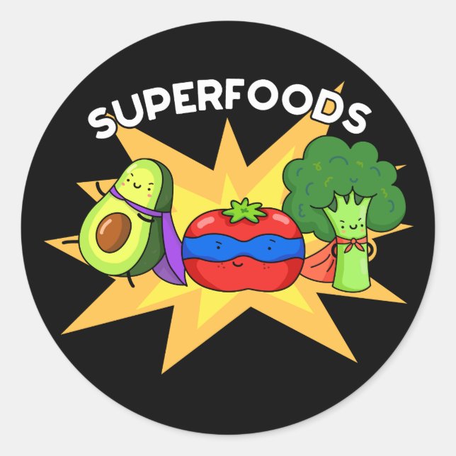 Sticker Rond Superfoods Funny Vegetable Pun (Devant)