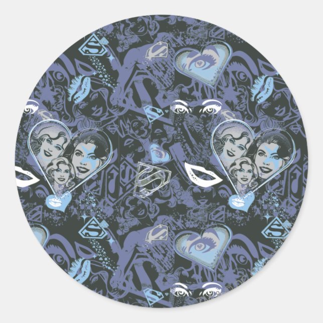 Sticker Rond Supergirl Coeurs et lèvres Motif (Devant)