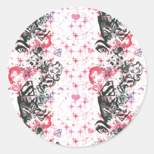 Sticker Rond Supergirl Collage Motif