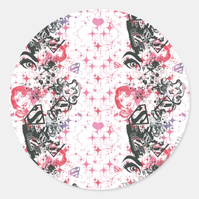Sticker Rond Supergirl Collage Motif (Devant)