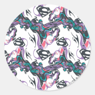 Sticker Rond Supergirl Color Splash Swils Motif 3