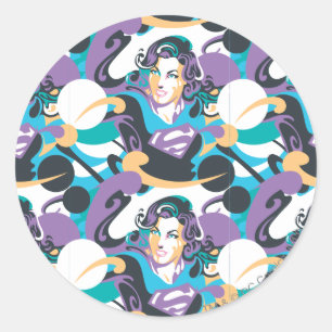 Sticker Rond Supergirl Color Splash Swirls Pattern 5