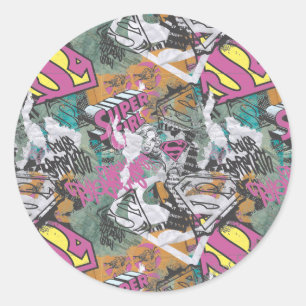 Sticker Rond Supergirl Comic Capers Pattern 10