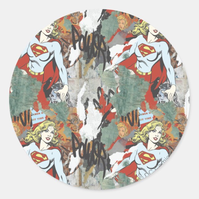 Sticker Rond Supergirl Comic Capers Pattern 8 (Devant)