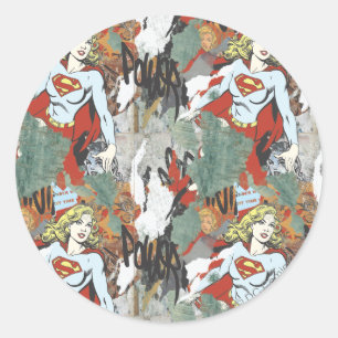 Sticker Rond Supergirl Comic Capers Pattern 8