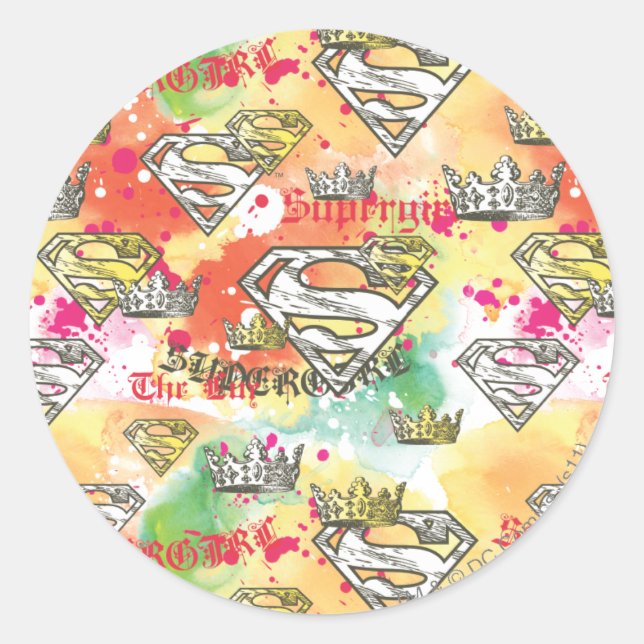 Sticker Rond Supergirl Crown Pattern (Devant)