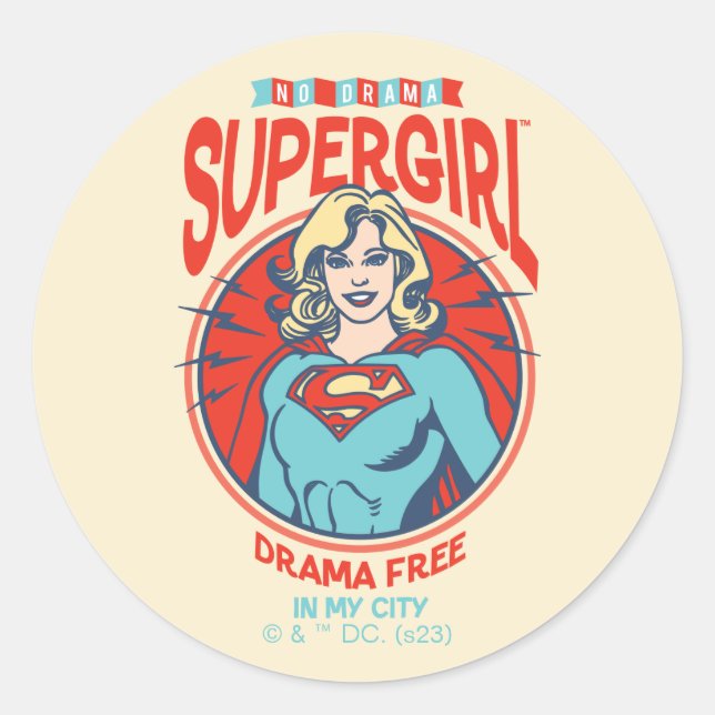 Sticker Rond Supergirl Drame Gratuit Dans Ma Ville (Devant)