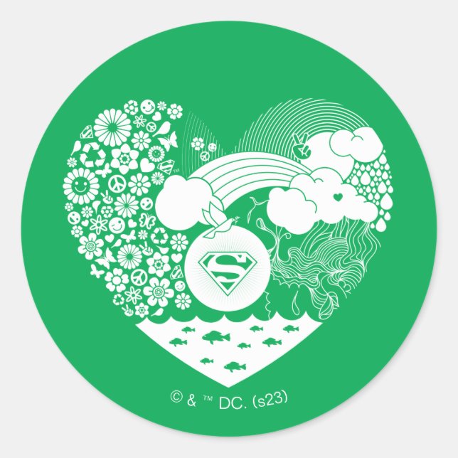 Sticker Rond Supergirl Floral Peace Heart Graphisme (Devant)