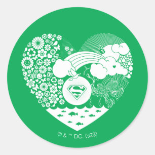 Sticker Rond Supergirl Floral Peace Heart Graphisme
