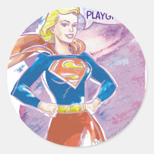 Sticker Rond Supergirl Galaxy