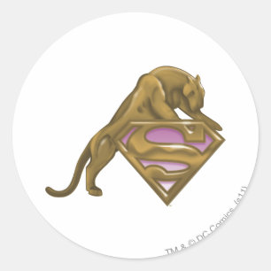 Sticker Rond Supergirl Golden Cat
