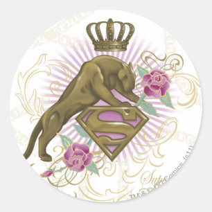 Sticker Rond Supergirl Golden Cat 4