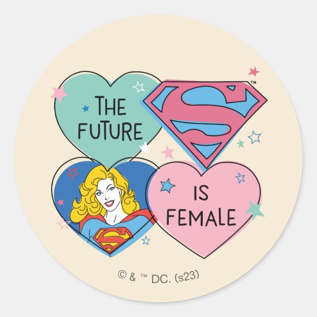 Sticker Rond Supergirl hors de ce monde Retro Graphisme (Devant)