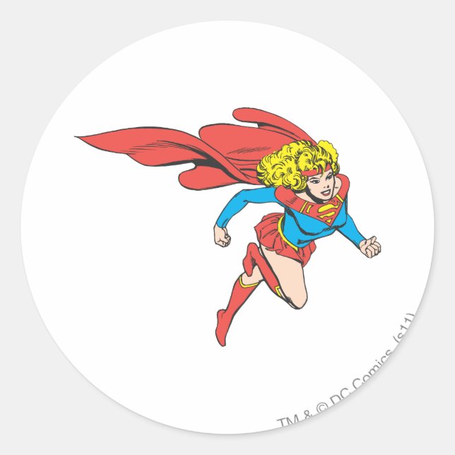 Sticker Rond Supergirl Leaps Right (Devant)