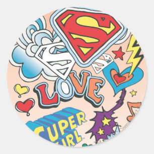 Sticker Rond Supergirl Love