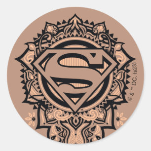 Sticker Rond Supergirl Mandala Graphic